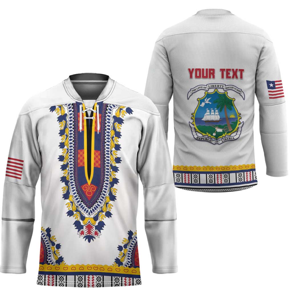 Personalized Liberia Dashiki Hockey Jersey White Color