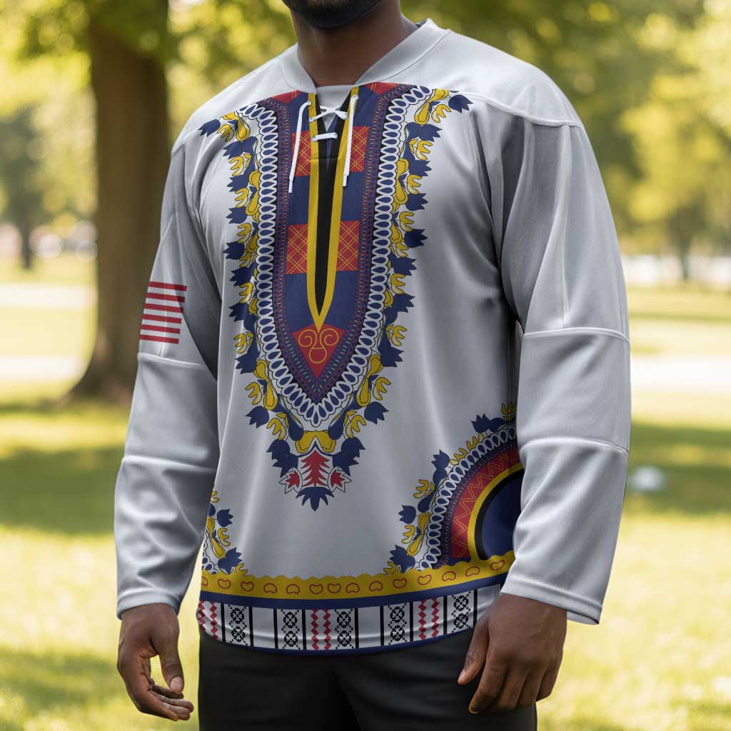 Personalized Liberia Dashiki Hockey Jersey White Color