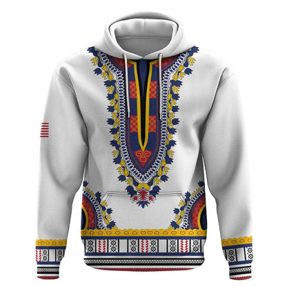 Personalized Liberia White Dashiki Hoodie - African Pride