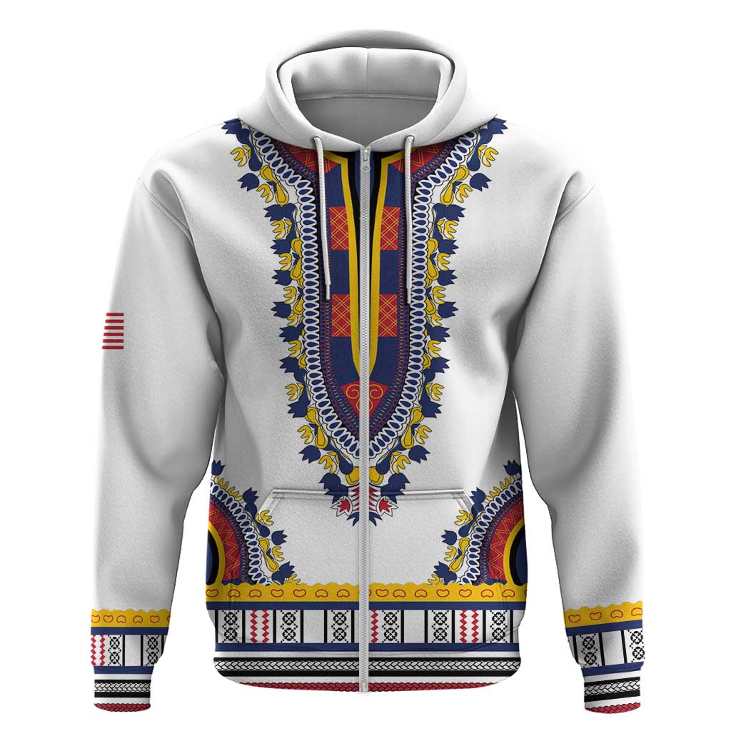 Personalized Liberia White Dashiki Hoodie - African Pride