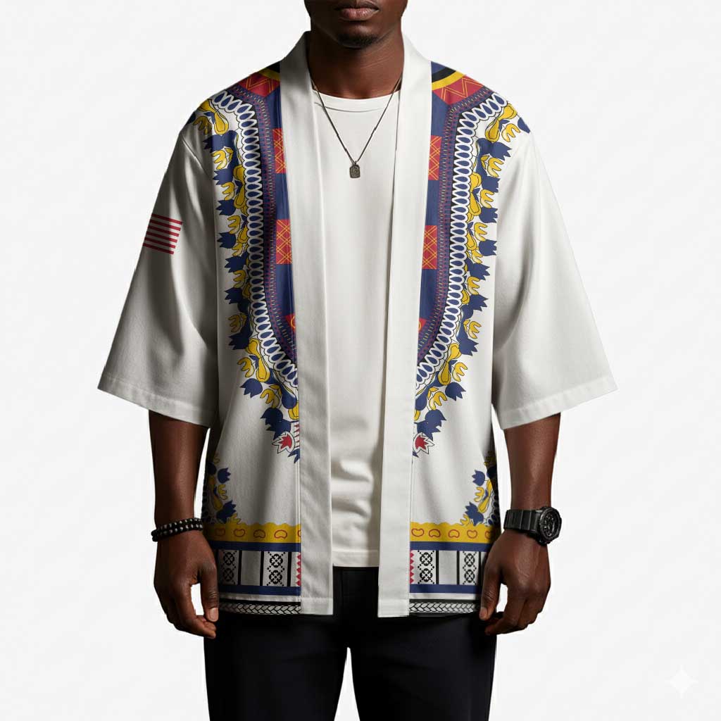 Personalized Liberia Dashiki Kimono White Color
