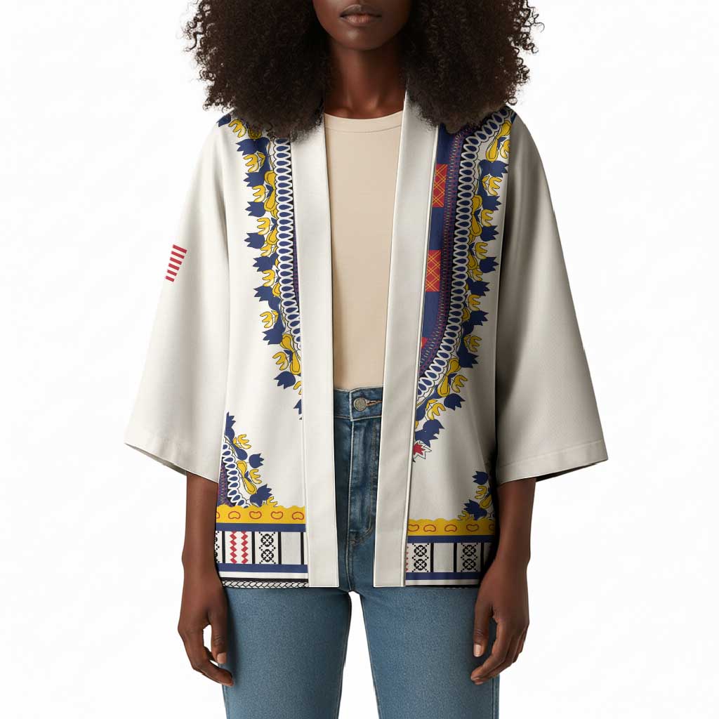 Personalized Liberia Dashiki Kimono White Color