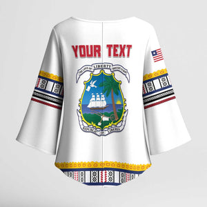 Personalized Liberia Dashiki Kimono Sleeve Blouse White Color