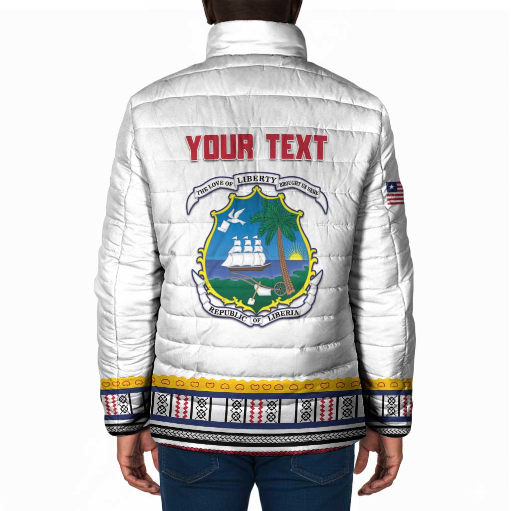 Personalized Liberia Dashiki Padded Jacket White Color