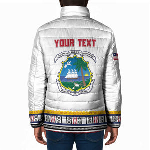 Personalized Liberia Dashiki Padded Jacket White Color