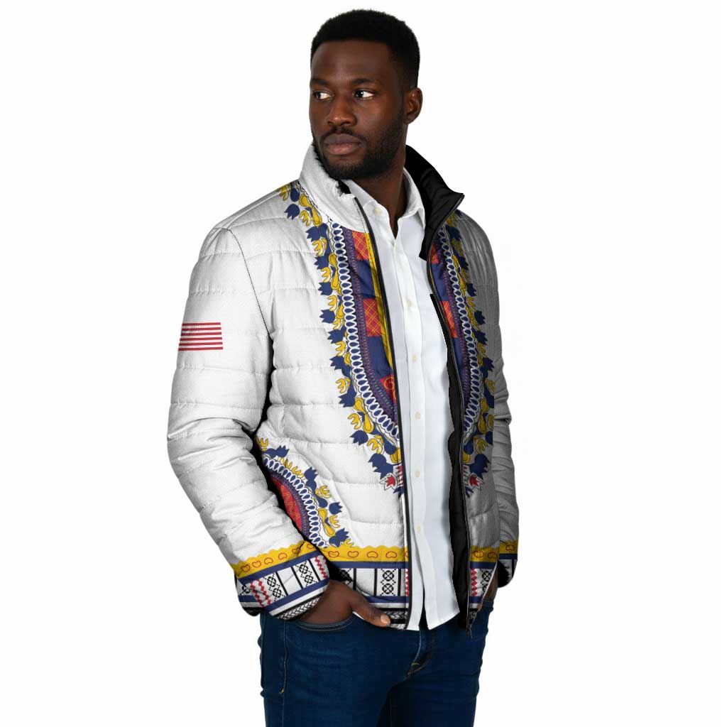 Personalized Liberia Dashiki Padded Jacket White Color