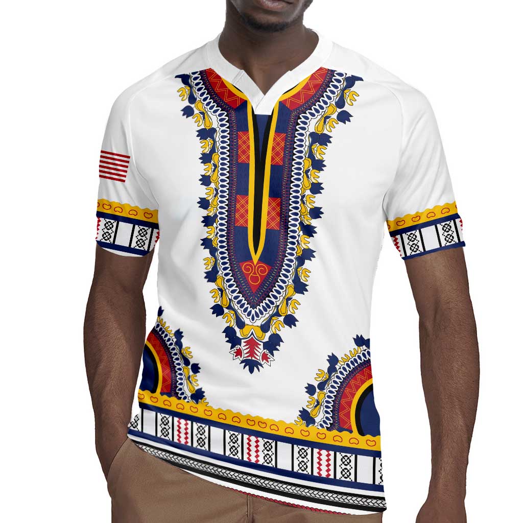 Personalized Liberia White Dashiki Rugby Jersey - African Pride