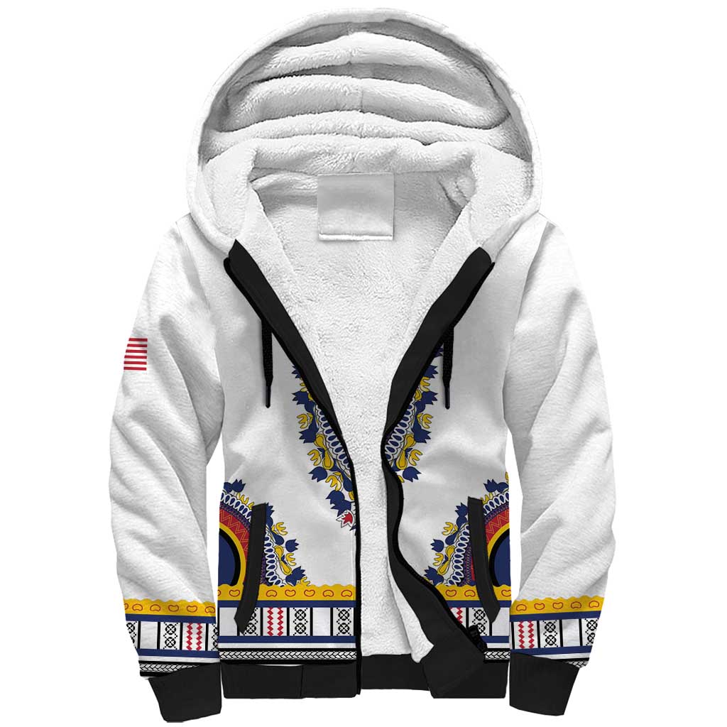 Personalized Liberia White Dashiki Sherpa Hoodie - African Pride