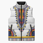 Personalized Liberia Dashiki Sleeveless Puffer Jacket White Color