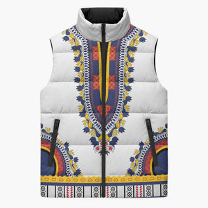 Personalized Liberia Dashiki Sleeveless Puffer Jacket White Color