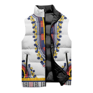 Personalized Liberia Dashiki Sleeveless Puffer Jacket White Color