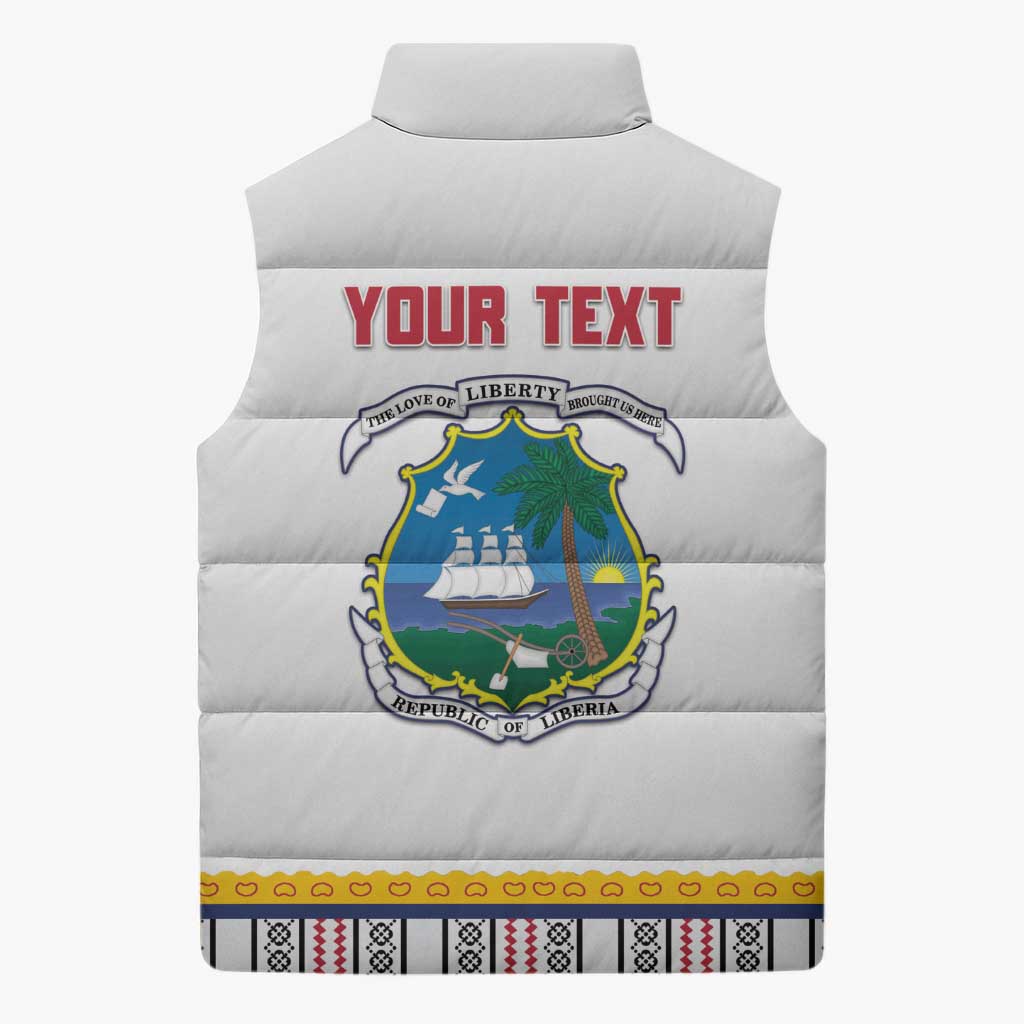 Personalized Liberia Dashiki Sleeveless Puffer Jacket White Color