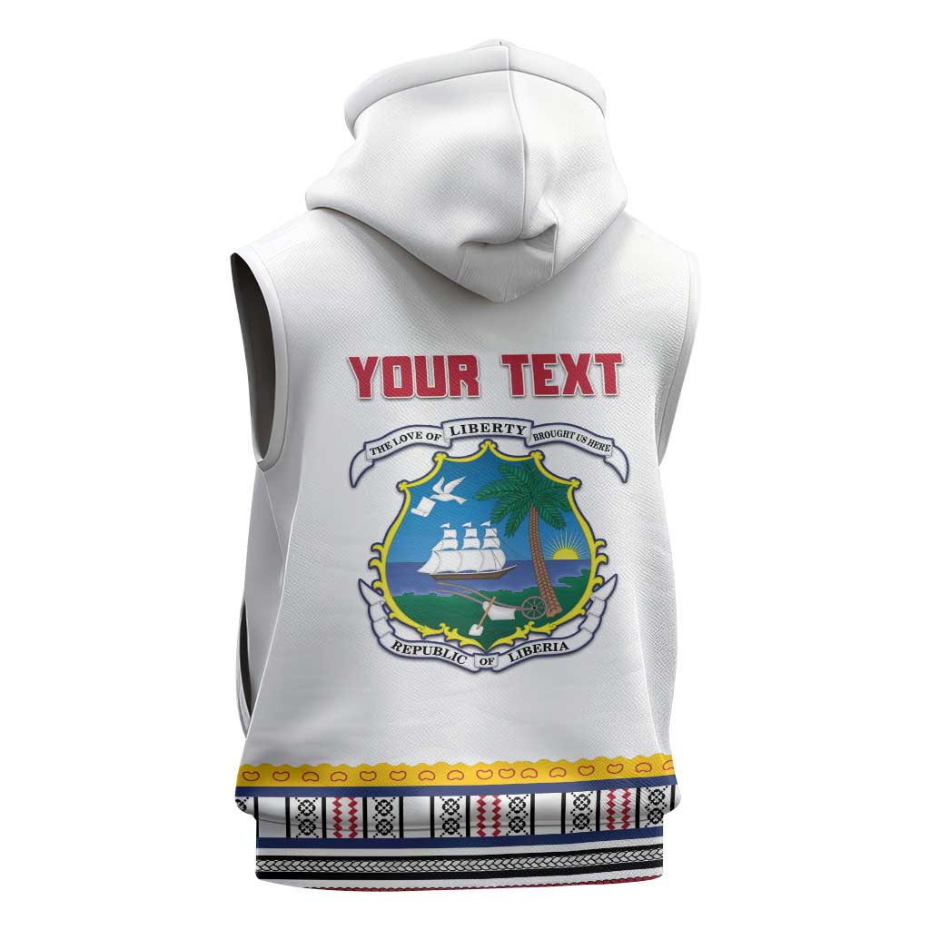 Personalized Liberia White Dashiki Sleeveless Zip Hoodie - African Pride