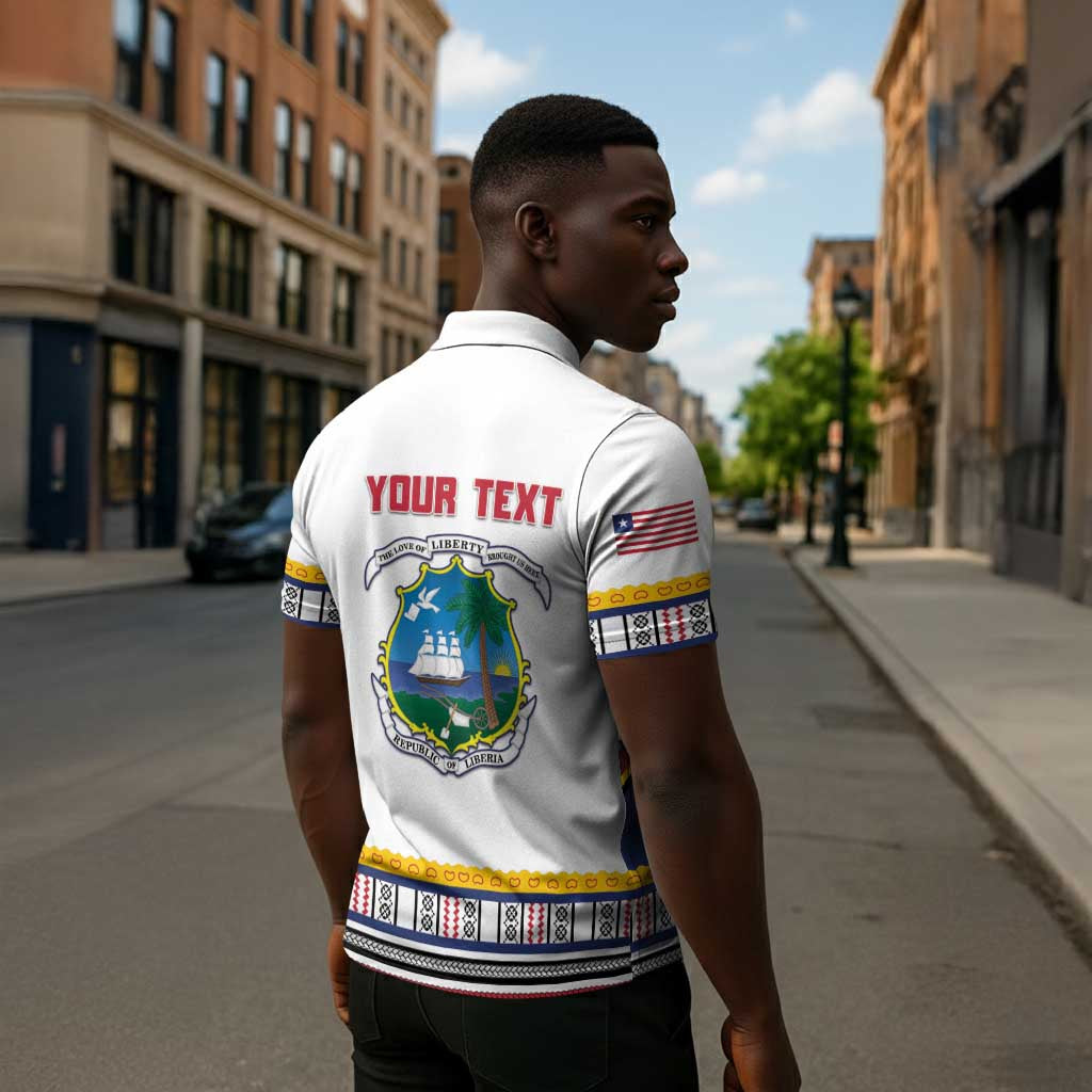 Personalized Liberia Dashiki Zipper Polo Shirt White Color