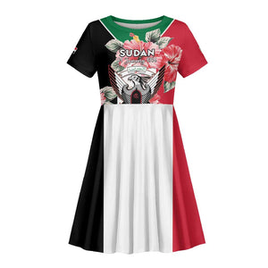 Personalized Afro Sudan Kid Short Sleeve Dress Happy Independence Day