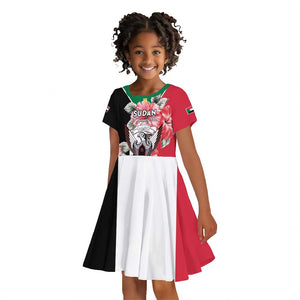 Personalized Afro Sudan Kid Short Sleeve Dress Happy Independence Day