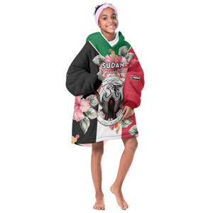 Personalized Afro Sudan Kid Wearable Blanket Hoodie Happy Independence Day