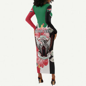 Personalized Afro Sudan Long Sleeve Bodycon Dress Happy Independence Day