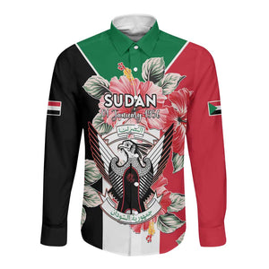 Personalized Afro Sudan Long Sleeve Button Shirt Happy Independence Day