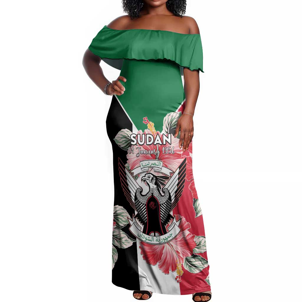 Personalized Afro Sudan Off Shoulder Maxi Dress Happy Independence Day