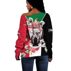 Personalized Afro Sudan Off Shoulder Sweater Happy Independence Day