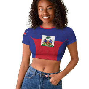 Afro Pride of Haiti Football Raglan Cropped T shirt Return to the World Stage LT15