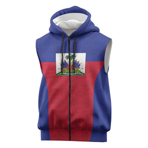 Afro Pride of Haiti Football Sleeveless Zip Hoodie Return to the World Stage - African Pride