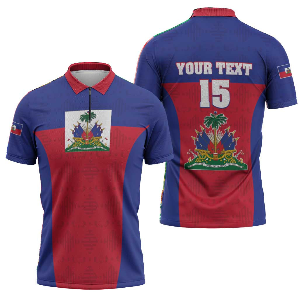 Custom Haiti Football Zipper Polo Shirt Les Grenadiers 2026 Back to the World Cup