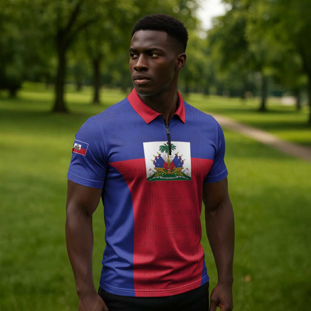 Custom Haiti Football Zipper Polo Shirt Les Grenadiers 2026 Back to the World Cup