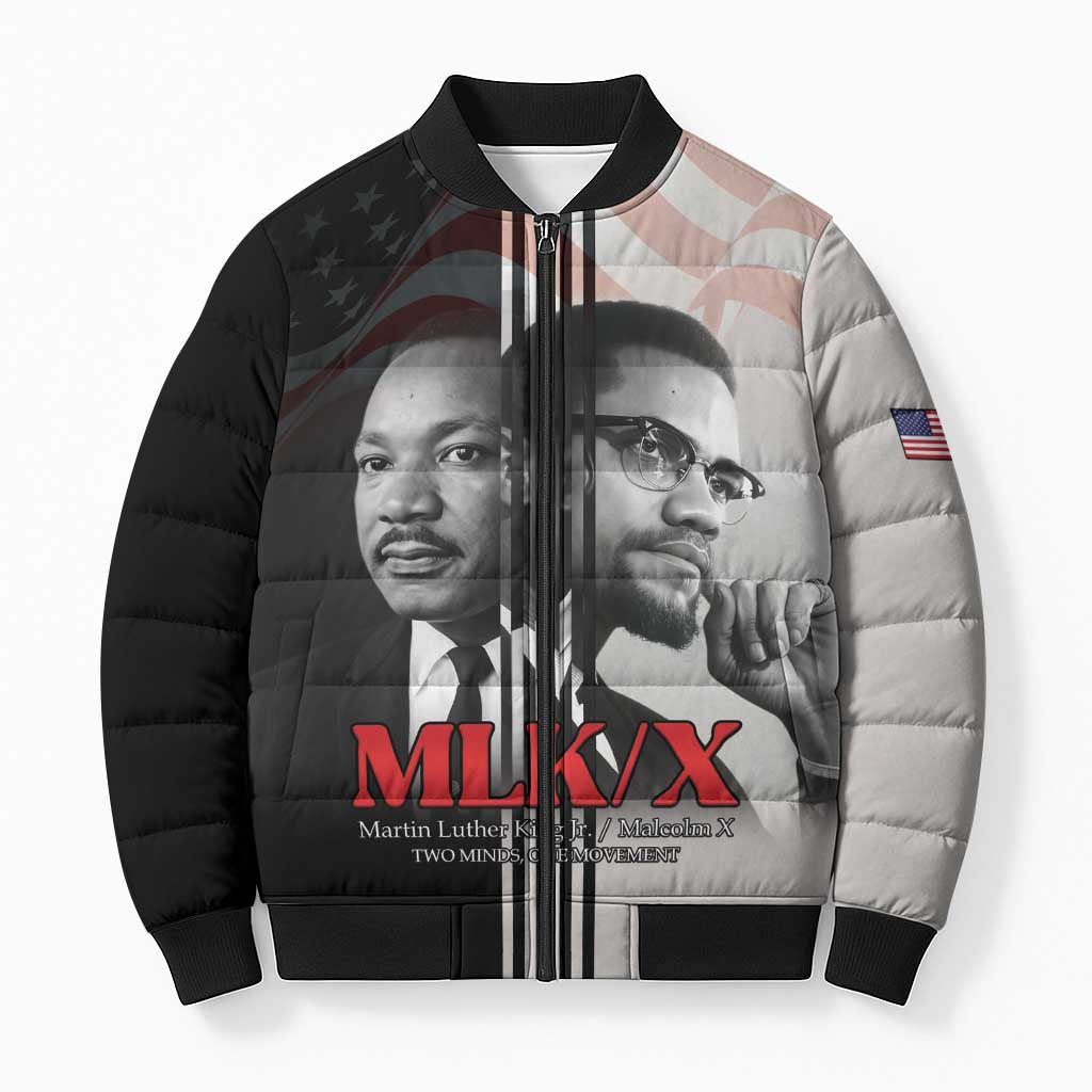Martin Luther King And Malcolm X Bomber Puffer Jacket Two Minds One Movement