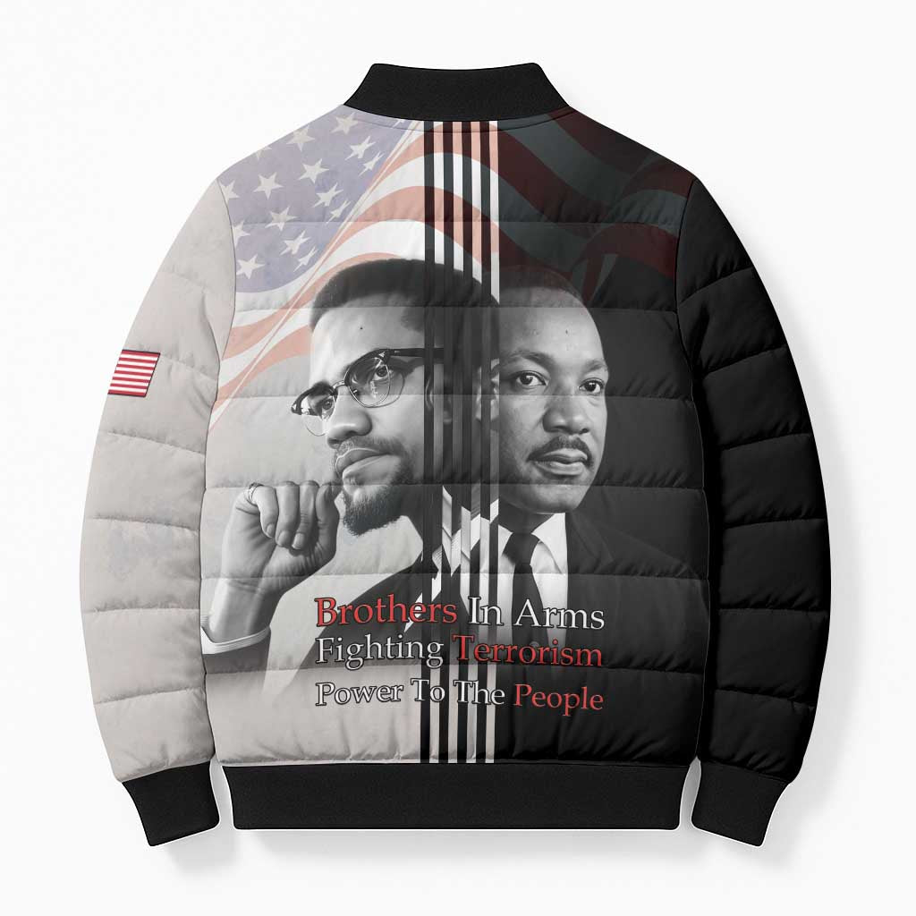 Martin Luther King And Malcolm X Bomber Puffer Jacket Two Minds One Movement