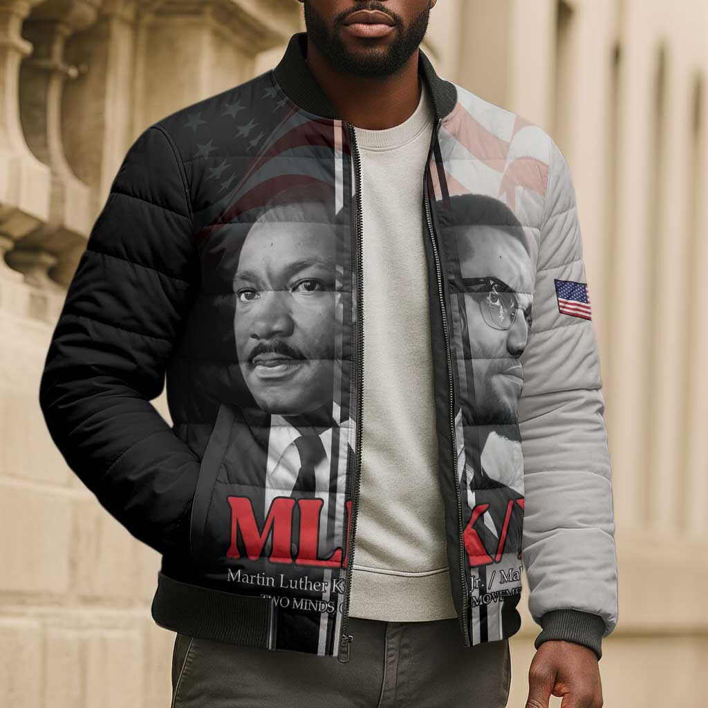 Martin Luther King And Malcolm X Bomber Puffer Jacket Two Minds One Movement