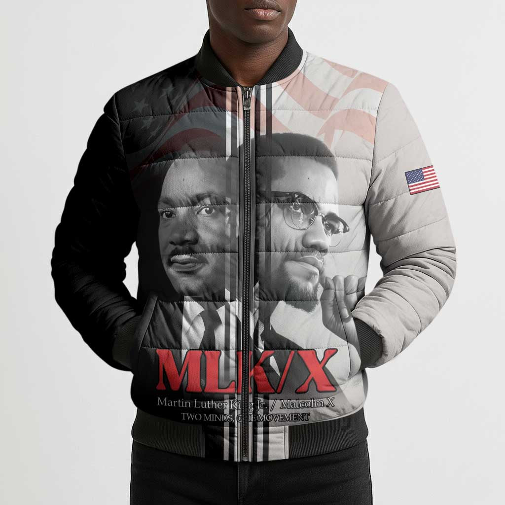 Martin Luther King And Malcolm X Bomber Puffer Jacket Two Minds One Movement