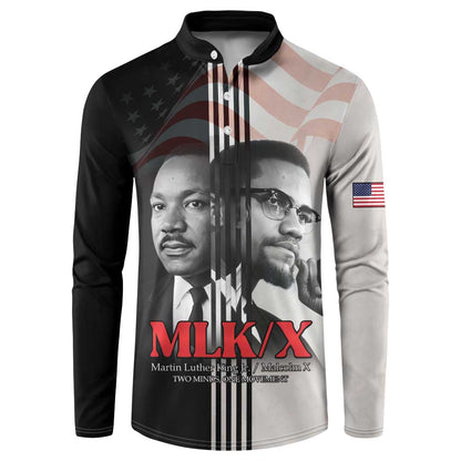Martin Luther King And Malcolm X Button Sweatshirt Two Minds One Movement
