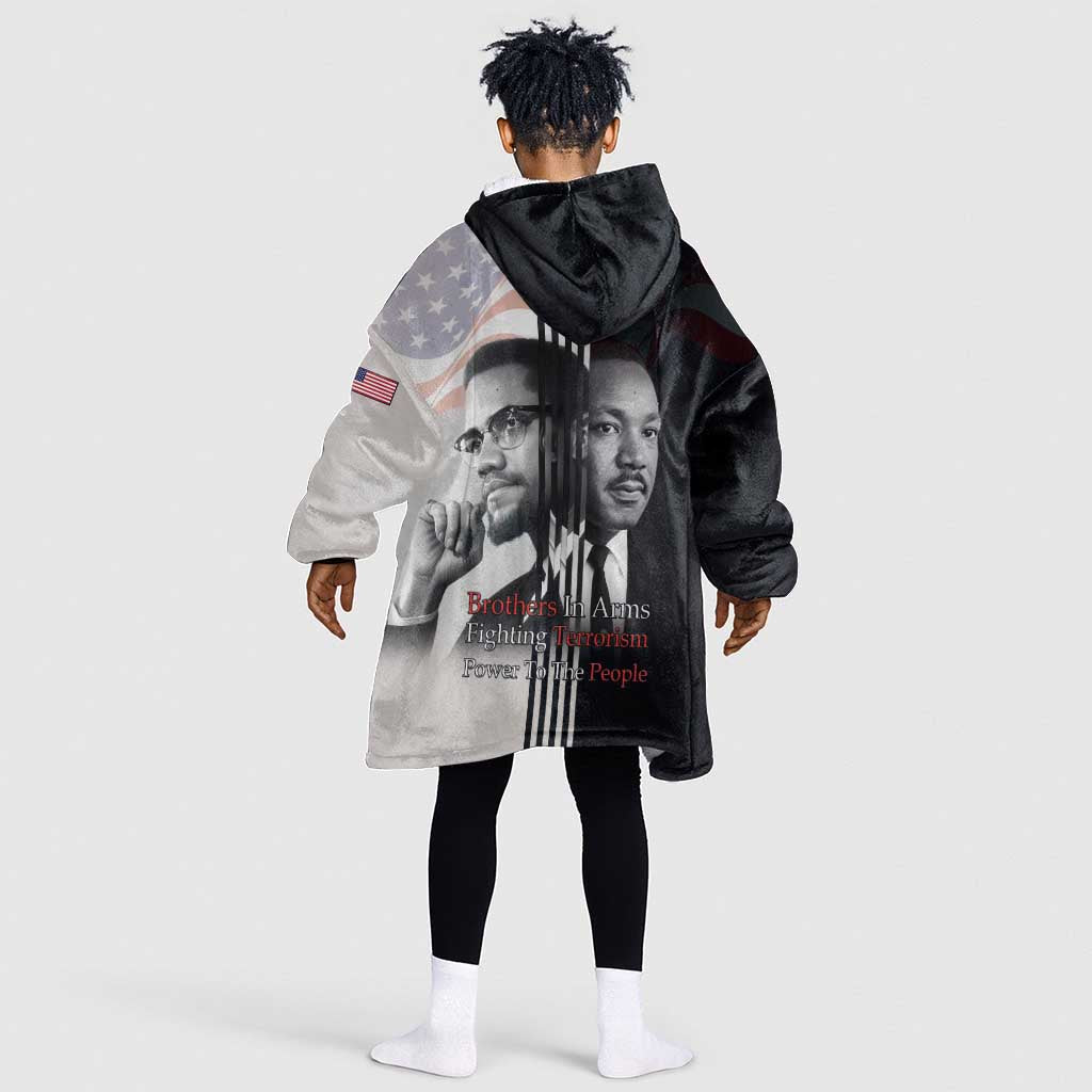 Civil Rights Legends Kid Wearable Blanket Hoodie Martin Luther King And Malcolm X - African Pride
