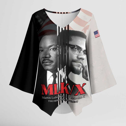 Martin Luther King And Malcolm X Kimono Sleeve Blouse Two Minds One Movement
