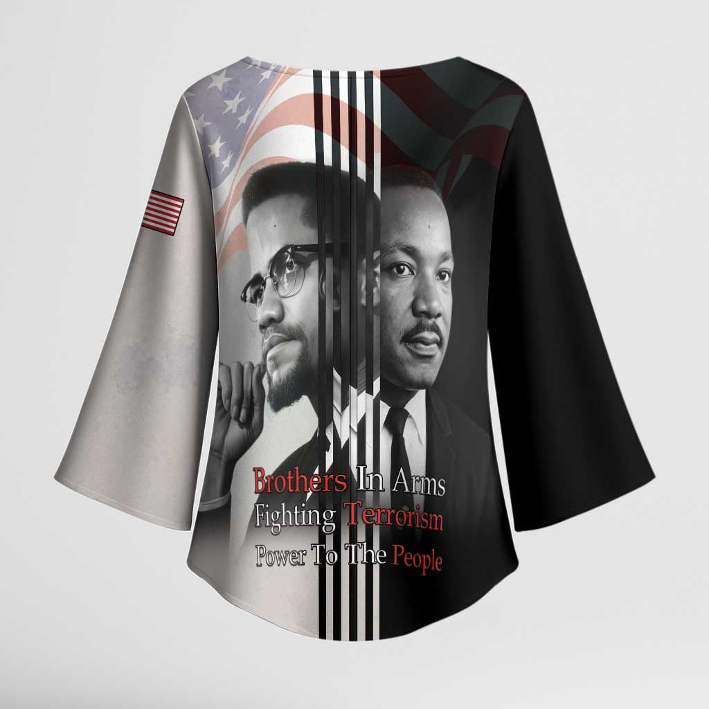 Martin Luther King And Malcolm X Kimono Sleeve Blouse Two Minds One Movement