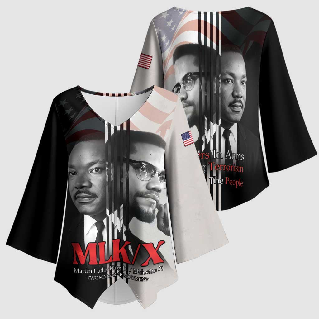 Martin Luther King And Malcolm X Kimono Sleeve Blouse Two Minds One Movement