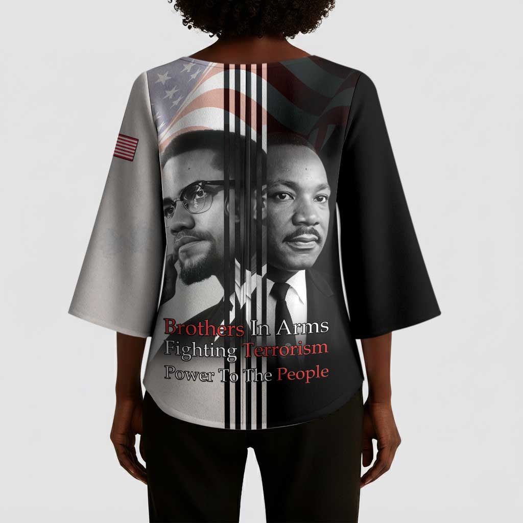 Martin Luther King And Malcolm X Kimono Sleeve Blouse Two Minds One Movement