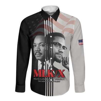 Civil Rights Legends Long Sleeve Button Shirt Martin Luther King And Malcolm X - African Pride