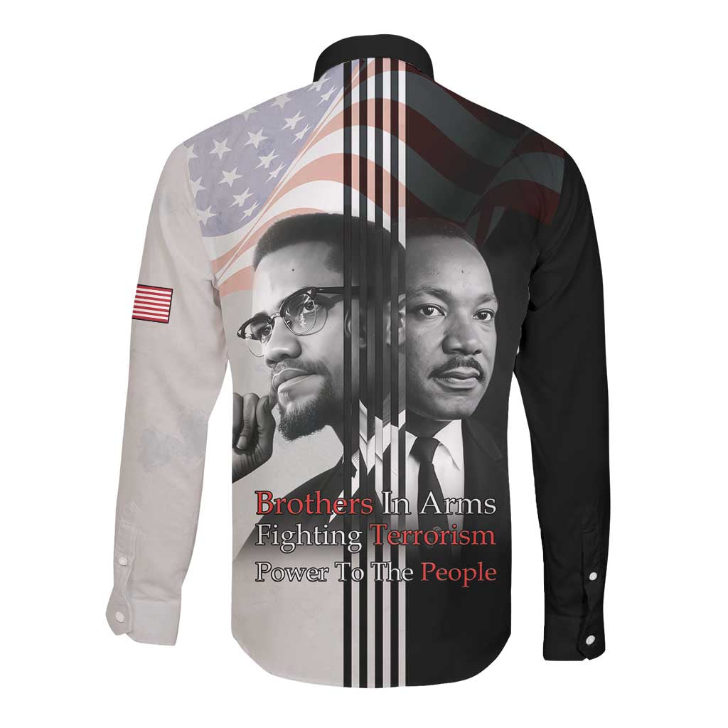 Civil Rights Legends Long Sleeve Button Shirt Martin Luther King And Malcolm X - African Pride