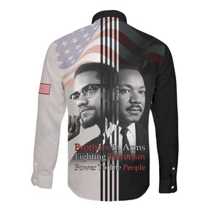 Civil Rights Legends Long Sleeve Button Shirt Martin Luther King And Malcolm X - African Pride
