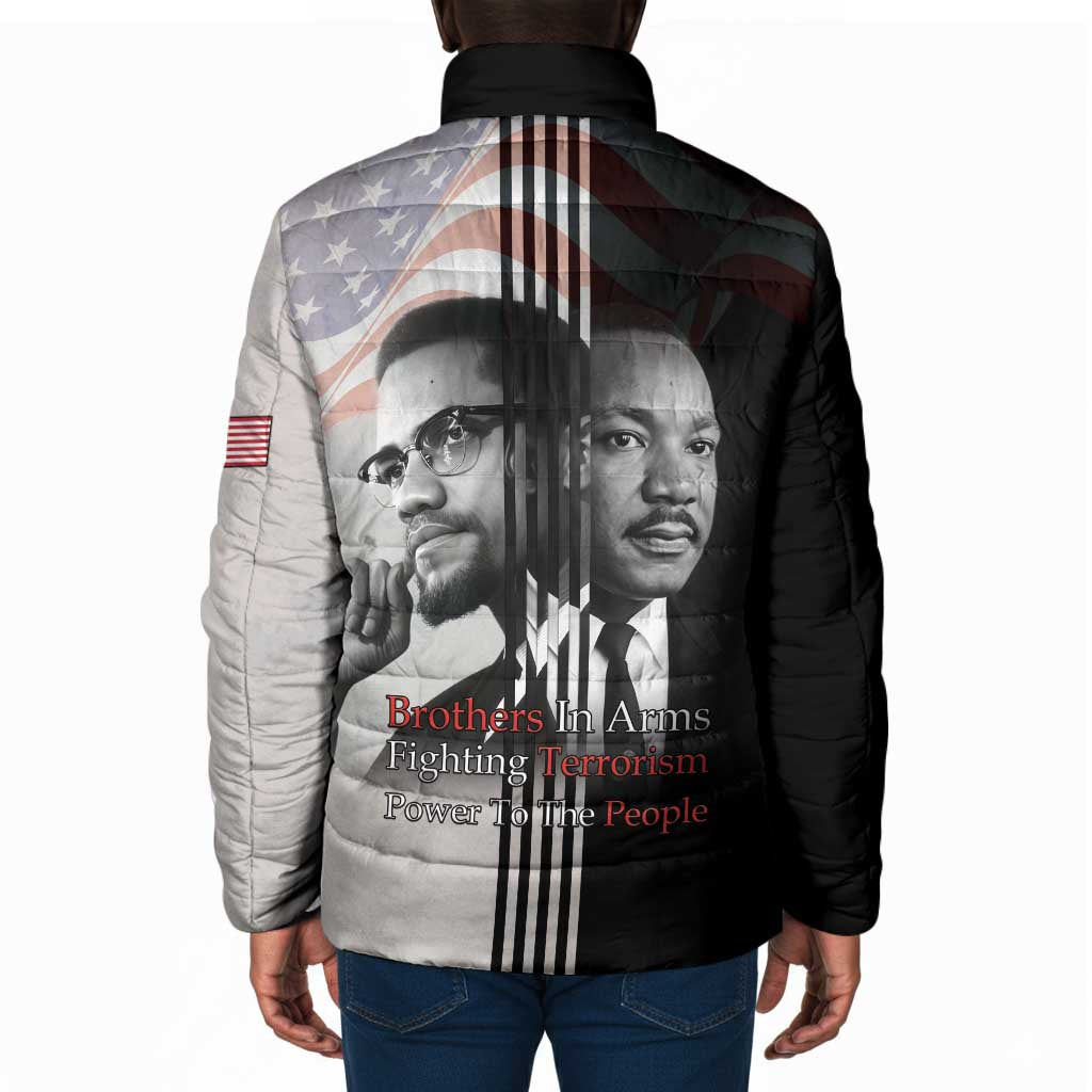 Martin Luther King And Malcolm X Padded Jacket Two Minds One Movement