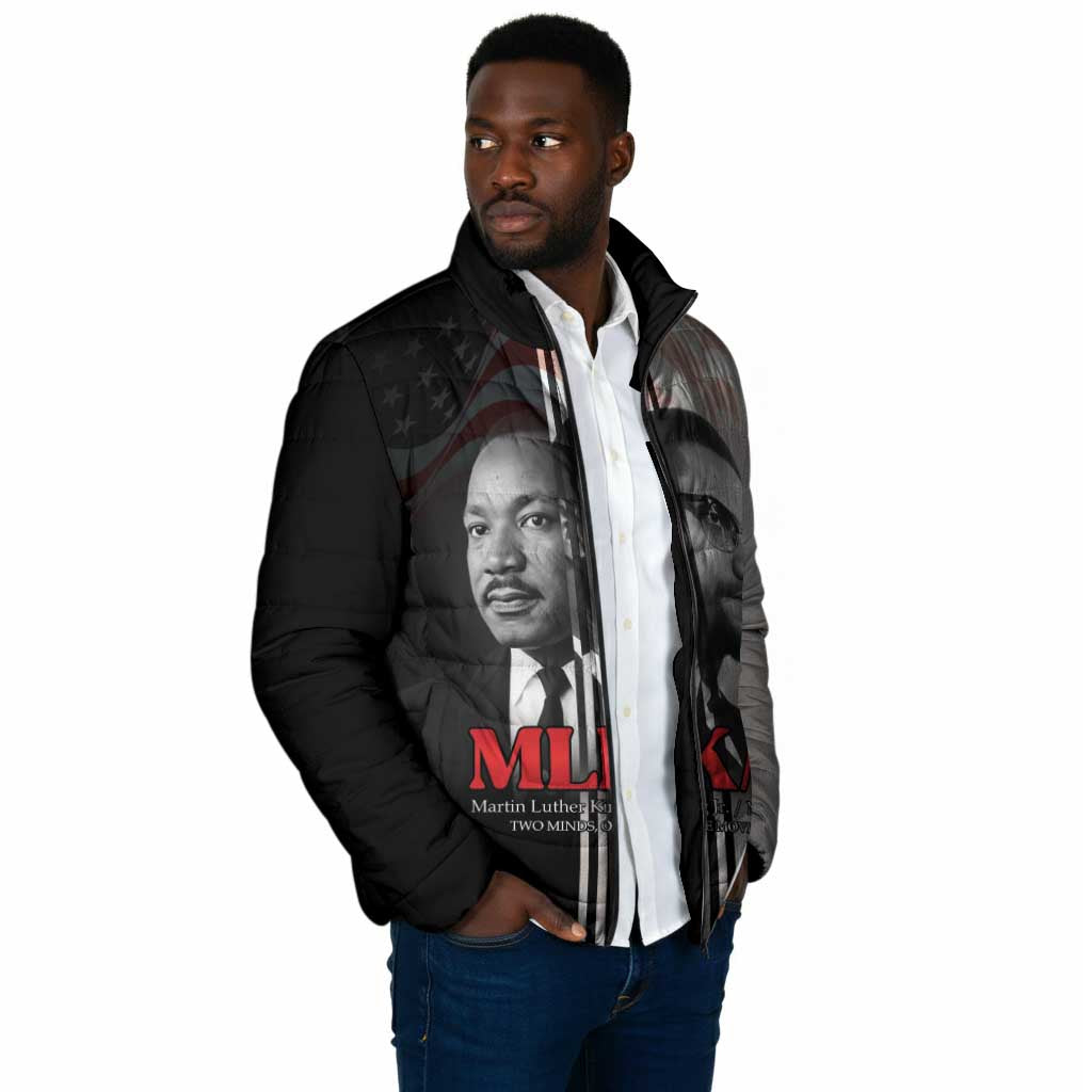 Martin Luther King And Malcolm X Padded Jacket Two Minds One Movement