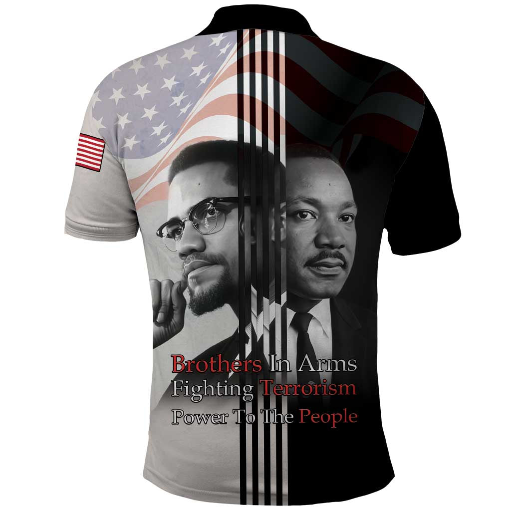 Civil Rights Legends Polo Shirt Martin Luther King And Malcolm X LT15