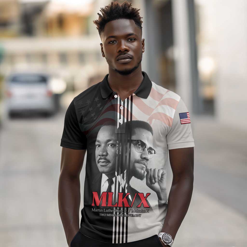 Civil Rights Legends Polo Shirt Martin Luther King And Malcolm X LT15