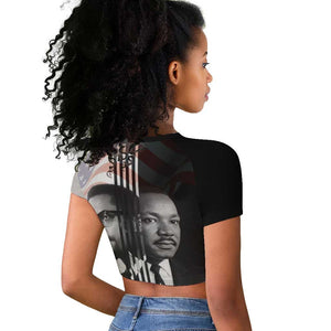Civil Rights Legends Raglan Cropped T shirt Martin Luther King And Malcolm X LT15