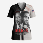 Civil Rights Legends Scrub Top Martin Luther King And Malcolm X - African Pride