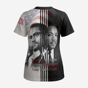Civil Rights Legends Scrub Top Martin Luther King And Malcolm X - African Pride