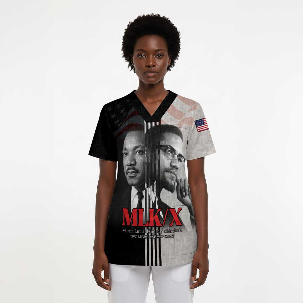 Civil Rights Legends Scrub Top Martin Luther King And Malcolm X - African Pride
